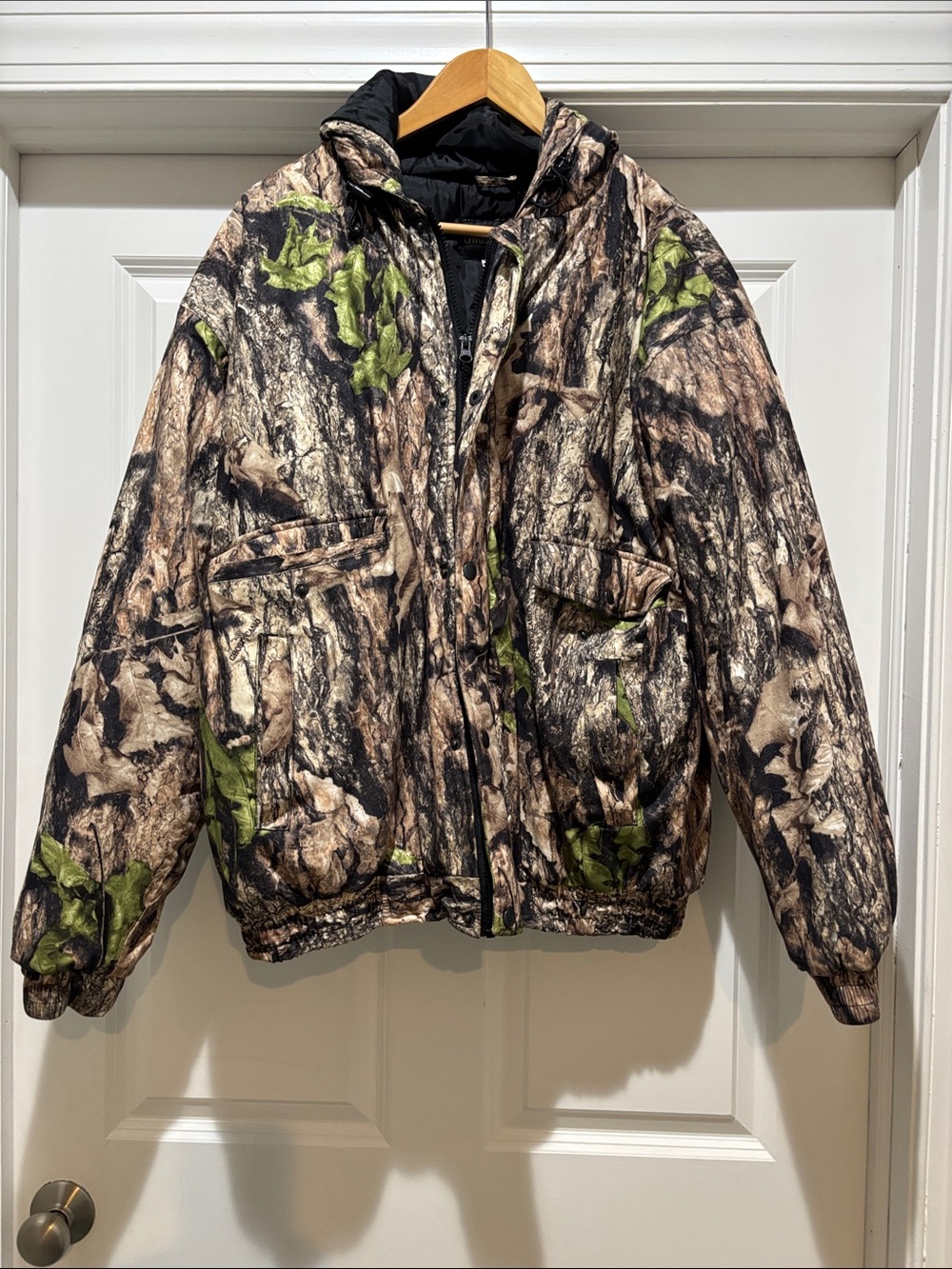 Men’s Ghost Camo Hooded Camo Hunting Jacket - Brown & Green XL